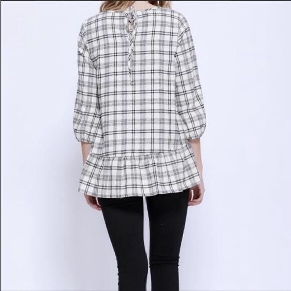 Chris & Carol Plaid Peplum Top - Picture 2 of 4